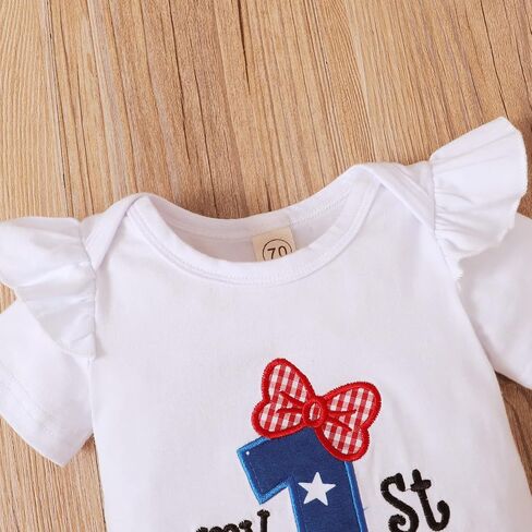 4th of July Baby Girl Outfit American Flag Romper My 1st 4th of July Clothes Pants Set in Kuwait