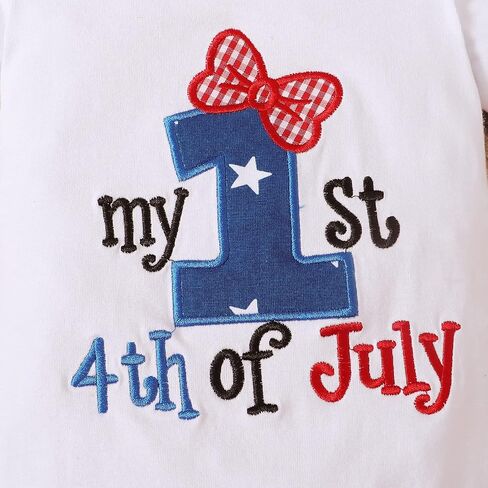 4th of July Baby Girl Outfit American Flag Romper My 1st 4th of July Clothes Pants Set in Kuwait
