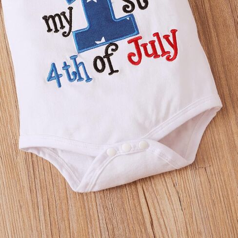 4th of July Baby Girl Outfit American Flag Romper My 1st 4th of July Clothes Pants Set in Kuwait