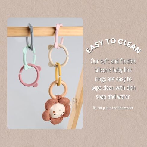 6 Packs Baby Teether Ring Links，Silicone Teether Links Attach Baby Toys to Strollers or Carrier Seat in Kuwait