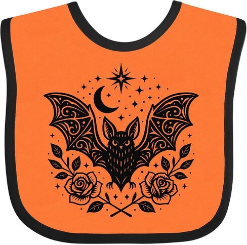 inktastic Gothic Bat with Moon and Roses Baby Bib in Kuwait