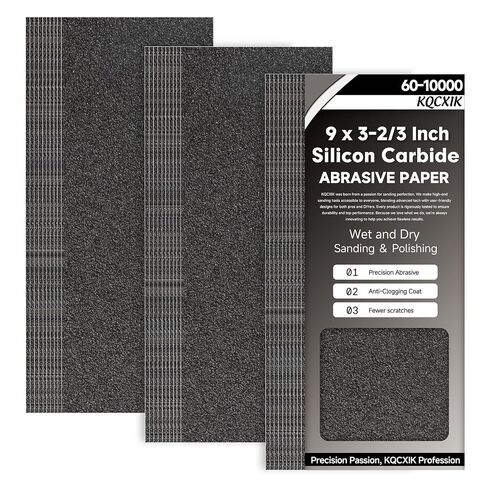 Premium 30-Sheet 220 Grit Wet Dry Sandpaper, 9 x 3-2/3 Inch | Waterproof Silicon Carbide Abrasive, Tear-Resistant, Coarse Sand Paper for Wood Metal Auto Paint Plastic in Kuwait