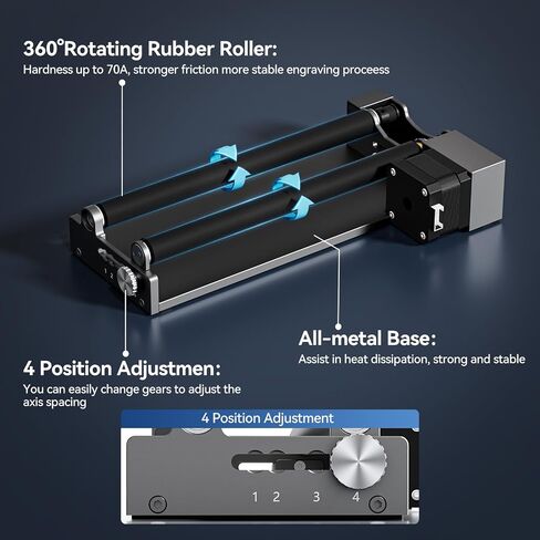 ARot5 Rotary Roller, Y-axis Rotary Roller 360° Rotation Perfect for Engraving Cylindrical Objects, Cups, Bottles, Pens, Adjustable 6-100mm, Only Compatible with Woxcker Engraver (L8 L2 JL7) in Kuwait
