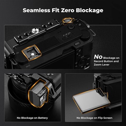 K&F CONCEPT Camera Cage Compatible with Sony ZV-E1 | Lightweight Design, with 1/4"-20 Threaded Hole, 3/8"-16 Threaded Hole, Quick Release Plate for Arca, Built-in Rubber Pad-CS02 in Kuwait