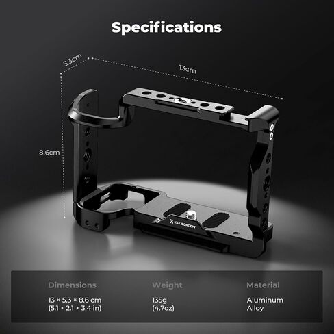 K&F CONCEPT Camera Cage Compatible with Sony ZV-E1 | Lightweight Design, with 1/4"-20 Threaded Hole, 3/8"-16 Threaded Hole, Quick Release Plate for Arca, Built-in Rubber Pad-CS02 in Kuwait