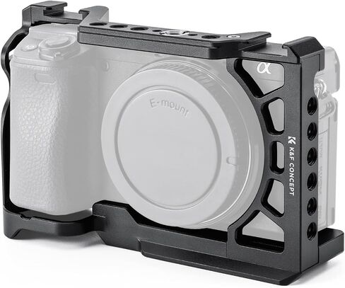 K&F CONCEPT Camera Cage Compatible with Sony Alpha 6500/6400/6300/6000 | Lightweight Design, with 1/4"-20 Threaded Hole, 3/8"-16 Threaded Hole, Quick Release Plate for Arca, Built-in Rubber Pad-CS04 in Kuwait