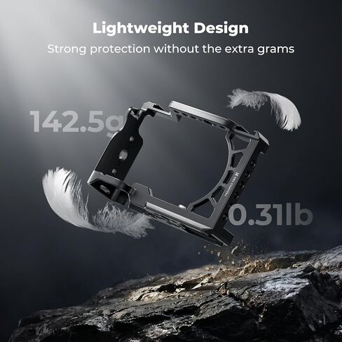K&F CONCEPT Camera Cage Compatible with Sony Alpha 6500/6400/6300/6000 | Lightweight Design, with 1/4"-20 Threaded Hole, 3/8"-16 Threaded Hole, Quick Release Plate for Arca, Built-in Rubber Pad-CS04 in Kuwait