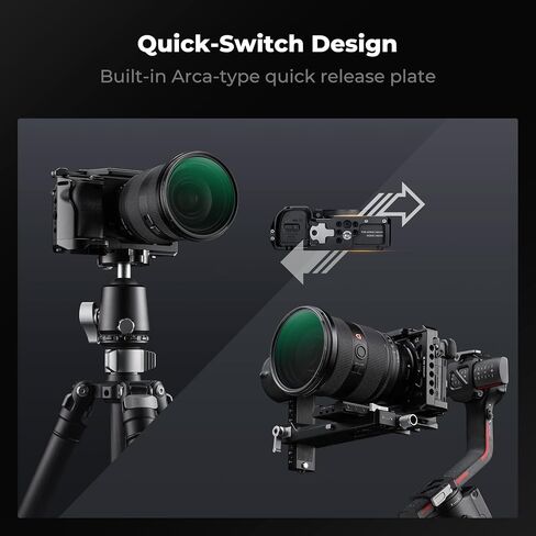 K&F CONCEPT Camera Cage Compatible with Sony Alpha 6500/6400/6300/6000 | Lightweight Design, with 1/4"-20 Threaded Hole, 3/8"-16 Threaded Hole, Quick Release Plate for Arca, Built-in Rubber Pad-CS04 in Kuwait