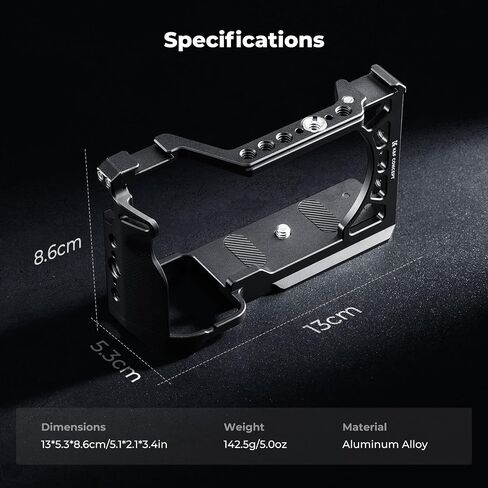 K&F CONCEPT Camera Cage Compatible with Sony Alpha 6500/6400/6300/6000 | Lightweight Design, with 1/4"-20 Threaded Hole, 3/8"-16 Threaded Hole, Quick Release Plate for Arca, Built-in Rubber Pad-CS04 in Kuwait
