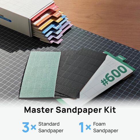 HOZO NeoSander Master Foam Sanding Paper Combo, 32PCS Sandpaper Set with 180-1500 Grits, Each Grit Includes 3 Standard Sheets + 1 Foam Sheet, Sanding Kit for Shaping, Smoothing & Fine Finishing in Kuwait