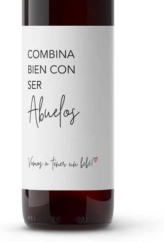 Spanish Pregnancy Announcement Wine Label ● SET of 4 ● Baby Announcement to Parents, Pairs Well with Becoming Grandparents Abuelos Labels Bebe Pregnancy Reveal instead of Card Gift Bag (Minimalist) in Kuwait