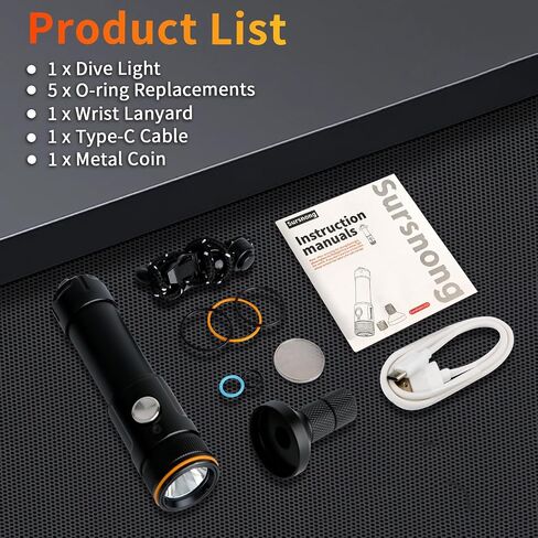 V21 Super Bright 2500 Lumen Dive Light - IP68 Waterproof Underwater Flashlight with 3 Adjustable Beams (Spot/Flood/Wide), for Scuba Diving, Night Diving, Underwater Photography & Macro Video in Kuwait