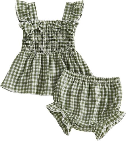 Newborn Baby Girl Clothes Floral Ruffle Sleeveless Tank Tops Dress Bloomers Shorts Set Infant Cute Summer Outfits in Kuwait