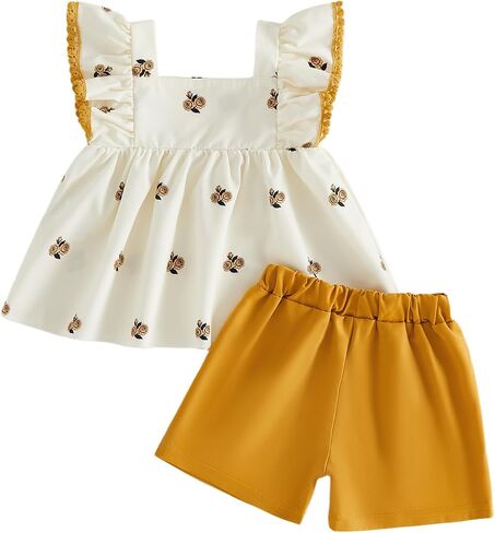 Thorn Tree Toddler Girls Clothes Baby Girl Dress Short Sleeve Tops Shorts Infant Newborn Summer Outfits in Kuwait