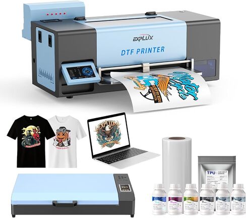 EXPLUX A3 DTF Printer XP600 Printhead S13 Bundle with Oven | Scheduled Auto-Cleaning, Built-in White Ink Circulation, 5" Touchscreen, 5-Min Fast Printing, for Startups & Small Businesses in Kuwait