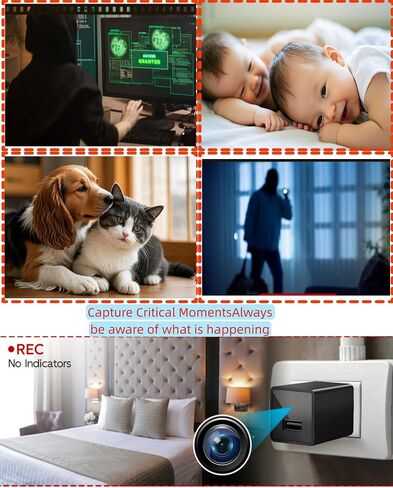 Camera Charger, 64GB Full HD 1080P Nanny Camera with Motion Detection, No Need for WiFi in Kuwait