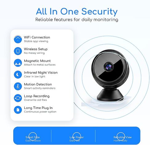 Hidden Camera 2K WiFi Spy Camera Wireless Nanny Cam Motion Detection | Spy Camera Hidden Camera 2K WiFi Wireless Nanny Cam with Motion Detection, Long Battery Life Mini Indoor Security Camera in Kuwait