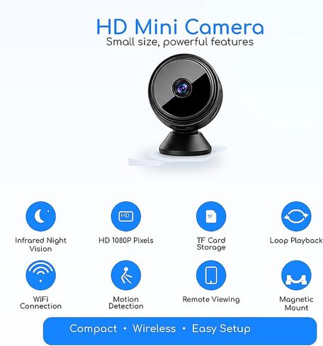 Hidden Camera 2K WiFi Spy Camera Wireless Nanny Cam Motion Detection | Spy Camera Hidden Camera 2K WiFi Wireless Nanny Cam with Motion Detection, Long Battery Life Mini Indoor Security Camera in Kuwait