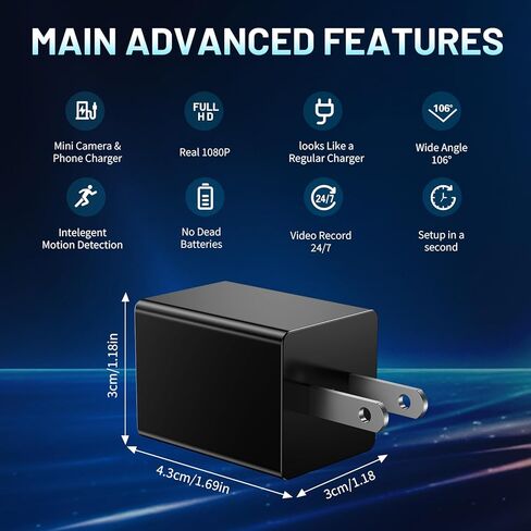 Hidden Spy Camera 1080P WiFi Wireless Small HD Indoor Home Office Security Camera Compact Surveillance Monitoring Camera with Motion Detection and App Live Feed in Kuwait