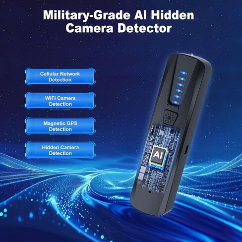 ZHENHAN Hidden Camera & Bug Detector – Portable Anti-Spy Device for GPS Trackers, Wireless Bugs | Travel, Home, Office Security (Black) in Kuwait