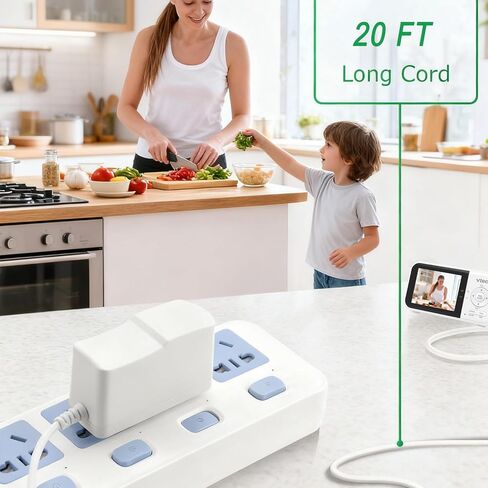 20FT Power Cord Charger for VTech VM901 VM919HD VM919-2HD VM819 VM819-2 PU Baby Monitor Unit, 5V Extra Long Power Cable Replacement,Round-Pin Power Adapter (NOT for Baby Unit Camera) in Kuwait