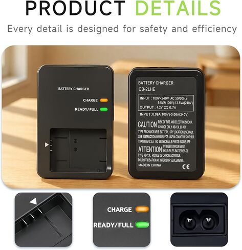 CB-2LH CB-2LHE Charger for NB-13L, Quick Wall Charger Compatible with Canon PowerShot G7 X Mark II, G7 X Mark III, G5 X Mark II, G9 X Mark II, SX740, SX730, SX720, SX620 HS, G1 X Mark III in Kuwait