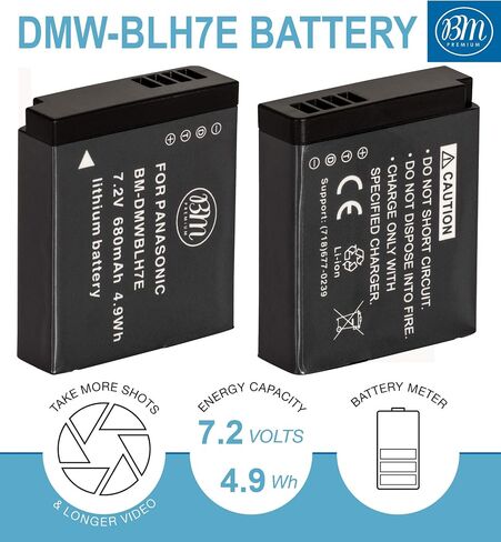 BM Premium DMW-BLH7 Battery and Charger for Panasonic Lumix DC-GX850, DMC-LX10, DMC-LX15, DMC-GM1, DMC-GM1K, DMC-GM1KA, DMC-GM1KS, DMC-GM5, DMC-GM5KK Digital Camera in Kuwait