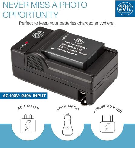 BM Premium DMW-BLH7 Battery and Charger for Panasonic Lumix DC-GX850, DMC-LX10, DMC-LX15, DMC-GM1, DMC-GM1K, DMC-GM1KA, DMC-GM1KS, DMC-GM5, DMC-GM5KK Digital Camera in Kuwait