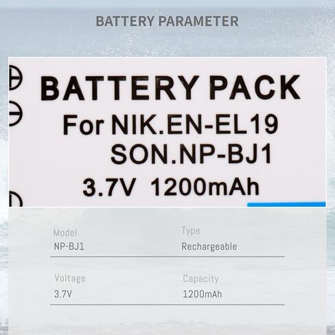 2-Pack NP-BJ1 Battery with LED Dual Charger for Nikon Coolpix S32 S33 S100 | EN-EL19 Battery S2800 S3100 S3200 S3300 S3500 S3600 S3700 S4100 S4200 S4300 S5200 S5300 S6500 S6600 S6800 S6900 S7000 in Kuwait