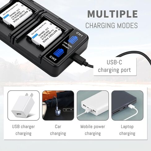 2-Pack NP-BJ1 Battery with LED Dual Charger for Nikon Coolpix S32 S33 S100 | EN-EL19 Battery S2800 S3100 S3200 S3300 S3500 S3600 S3700 S4100 S4200 S4300 S5200 S5300 S6500 S6600 S6800 S6900 S7000 in Kuwait