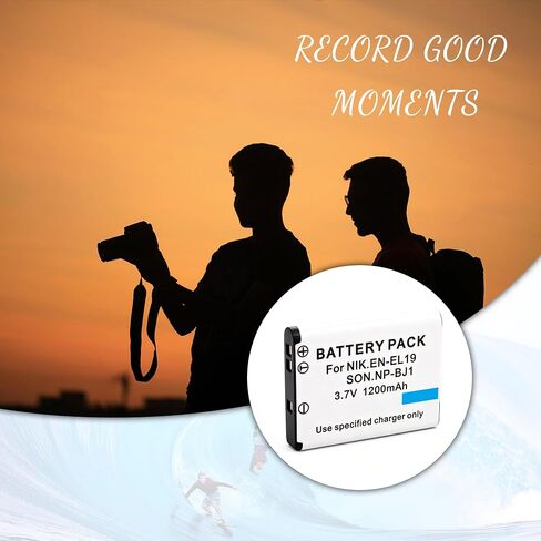 2-Pack NP-BJ1 Battery with LED Dual Charger for Nikon Coolpix S32 S33 S100 | EN-EL19 Battery S2800 S3100 S3200 S3300 S3500 S3600 S3700 S4100 S4200 S4300 S5200 S5300 S6500 S6600 S6800 S6900 S7000 in Kuwait