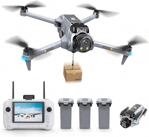 GPS Drones with Camera for Adults 4K EIS, Foldable 5G RC Camera Drones | with 4.5" TouchScreen, GPS Follow & Auto Return, Long Range Transmission Fishing Drone, 90 Mins Flight Time, Brushless Motor in Kuwait