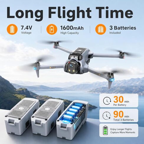 GPS Drones with Camera for Adults 4K EIS, Foldable 5G RC Camera Drones | with 4.5" TouchScreen, GPS Follow & Auto Return, Long Range Transmission Fishing Drone, 90 Mins Flight Time, Brushless Motor in Kuwait