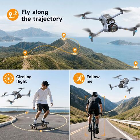 GPS Drones with Camera for Adults 4K EIS, Foldable 5G RC Camera Drones | with 4.5" TouchScreen, GPS Follow & Auto Return, Long Range Transmission Fishing Drone, 90 Mins Flight Time, Brushless Motor in Kuwait