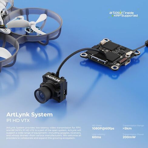 BETAFPV ELRS Meteor75 Pro P1 1S Brushless Quadcopter with 1080P P1 Air Unit HD VTX, Matrix 1S 3IN1 HD FC, 1102 22000KV Motor, 45mm 3-Blade Prop, for FPV Cinematic Fly Time Up to 5.5Min in Kuwait