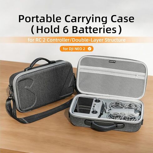Carrying Case for DJI Neo 2 Fly More Combo Accessories | Portable Storage Bag for DJI Neo 2 Digital Transceiver / RC 2 Controller / 6 batteries / Battery Charger Hub in Kuwait