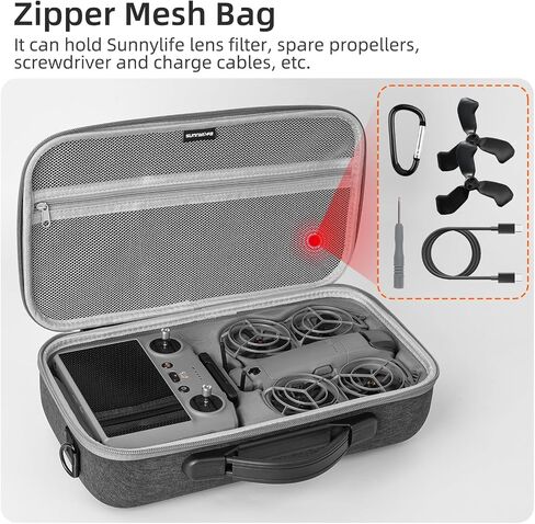 Carrying Case for DJI Neo 2 Fly More Combo Accessories | Portable Storage Bag for DJI Neo 2 Digital Transceiver / RC 2 Controller / 6 batteries / Battery Charger Hub in Kuwait