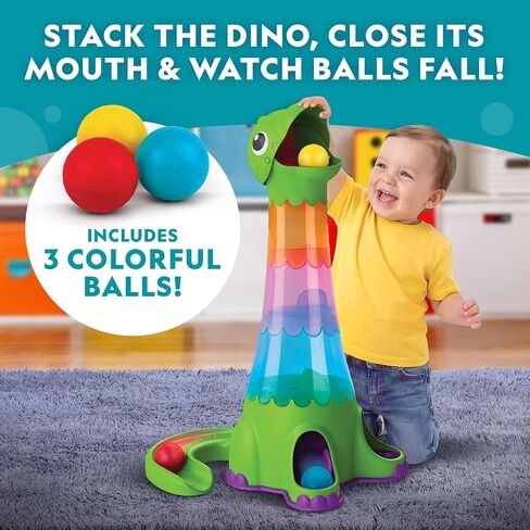 National Geographic Kids Dino Stacking Tower Ball Drop Toy for 1-3+ Year Old Boys and Girls – 2-Foot Tall Dinosaur Ball Drop Tower with Stacking Play, Toddler Cause-and-Effect Toy, Includes 3 Balls in Kuwait