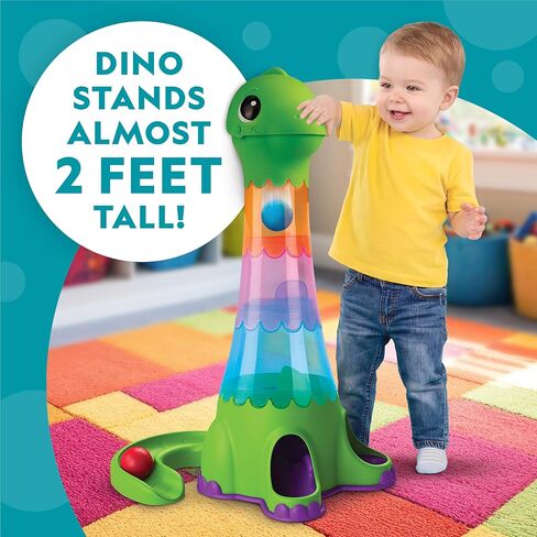 National Geographic Kids Dino Stacking Tower Ball Drop Toy for 1-3+ Year Old Boys and Girls – 2-Foot Tall Dinosaur Ball Drop Tower with Stacking Play, Toddler Cause-and-Effect Toy, Includes 3 Balls in Kuwait