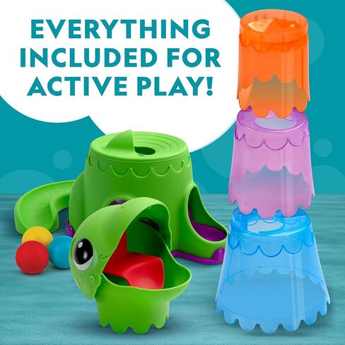 National Geographic Kids Dino Stacking Tower Ball Drop Toy for 1-3+ Year Old Boys and Girls – 2-Foot Tall Dinosaur Ball Drop Tower with Stacking Play, Toddler Cause-and-Effect Toy, Includes 3 Balls in Kuwait