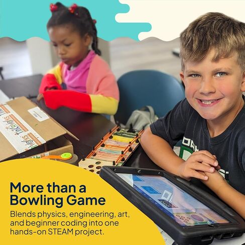 Pushes, Pulls & Pins: Build-Your-Own STEAM Bowling Game – DIY Forces & Motion STEM/STEAM Kit for Kids Ages 6+ | Learn Beginner Coding with Sensors, Lights & Sound | Fun STEM Gift for Boys & Girls in Kuwait