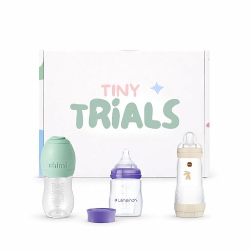 Stage 2 Flow Baby Bottle Variety Pack for Breast-to-Bottle Transition Anti-Colic Bottles Featuring Shimi, MAM & Lansinoh Try It Discovery Box 36+ Months, BPA-Free, Silicone in Kuwait