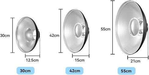 Godox 21.6inch/55cm White Beauty Dish Bowens Mount Reflector w/Honeycomb and White Diffuser, Light Modifier for Studio Strobe Flash Monolight for Godox SK400II-V, AD600Pro II, AD600BM II, MS300V in Kuwait