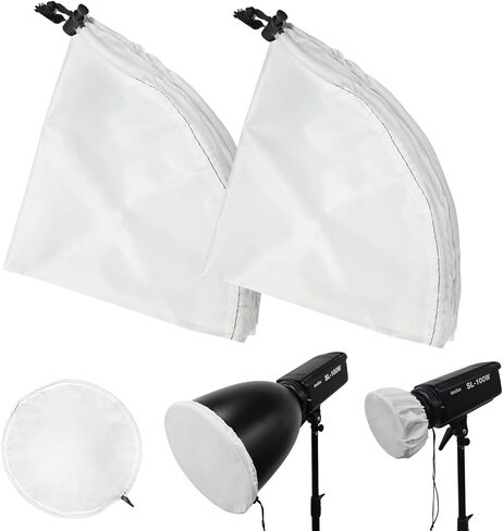 Fotoconic Adjustable Diffuser Sock with Secure Cord Lock, Soft White for 7-12" Standard Reflectors, Deep Focus & Sparkler Reflectors [2-Pack] in Kuwait