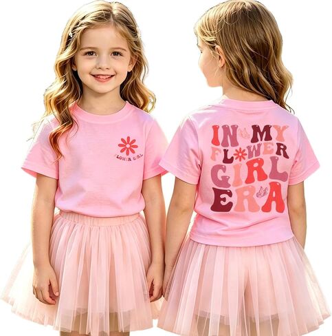 CM C&M WODRO Flower Girl Shirt Toddler Girls in My Flower Girl Era T-Shirt Kids Wedding Cute Summer Tops Bridal Party Tees in Kuwait