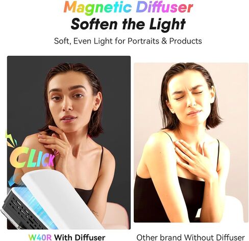 Moman Small LED Camera Light 40W, Full RGB Video Lights with Diffuser, App Control, 2500-9000K, CRI 97+, USB-C Fast Charging, Portable Photography Fill Light for Sony Canon Video Recording in Kuwait