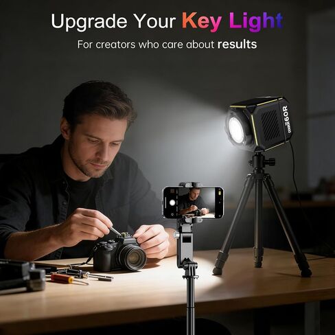 COLBOR 60W LED Video Light, Portable RGBCW COB Light with Built-in 59Wh Battery, 2700K-6500K Bi-Color & Full Color, CRI 96+, App Control, Support PD/DC Power, Photography Light for Outdoor Studio in Kuwait