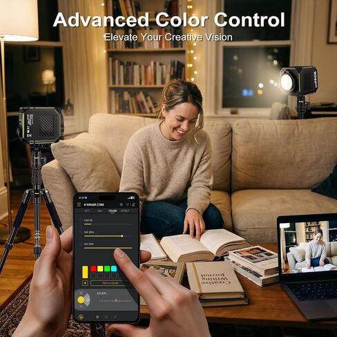 COLBOR 60W LED Video Light, Portable RGBCW COB Light with Built-in 59Wh Battery, 2700K-6500K Bi-Color & Full Color, CRI 96+, App Control, Support PD/DC Power, Photography Light for Outdoor Studio in Kuwait