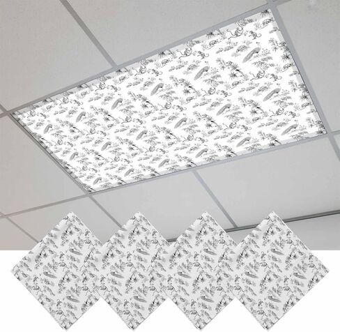 Farmhouse Monkey Magnetic Fluorescent Light Covers for Ceiling Lights 2x4 Ft,Vintage Plants Rustic Turtles Peacock Office Classroom Kitchen Drop Ceiling Light Covers Filters Shade Panel 3 Packs in Kuwait