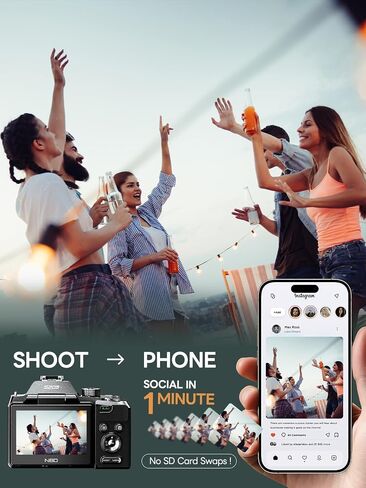 8K 64MP Digital Cameras for Photography, Autofocus & Anti-Shake, 16X Zoom, WiFi, with 180° Flip Screen, 64GB TF Card & 2 Batteries, Professional Camera for YouTube Vlogging Live Streaming (Black) in Kuwait